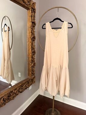 Free People Sleeveless Cream Flowy Drop-Waist Dress